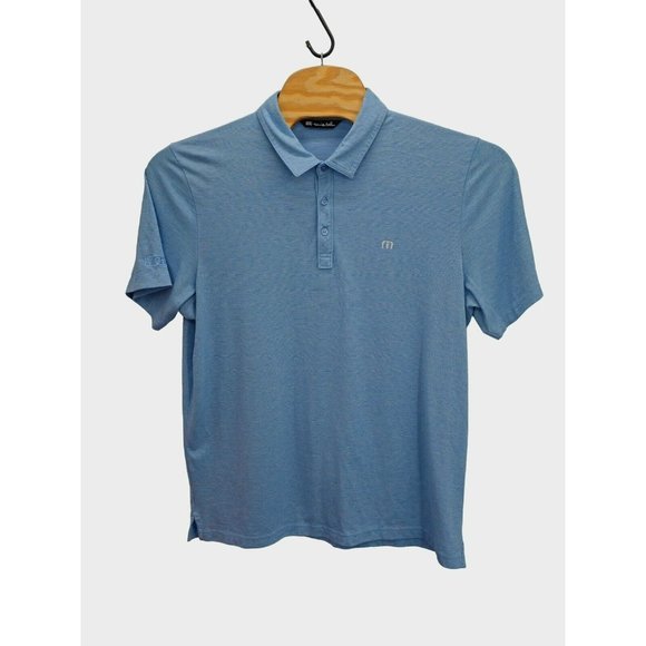 Travis Mathew Polo Shirt Mens XXL Blue Golf Performance Stretch w/ Logo WCF UV - Picture 3 of 12